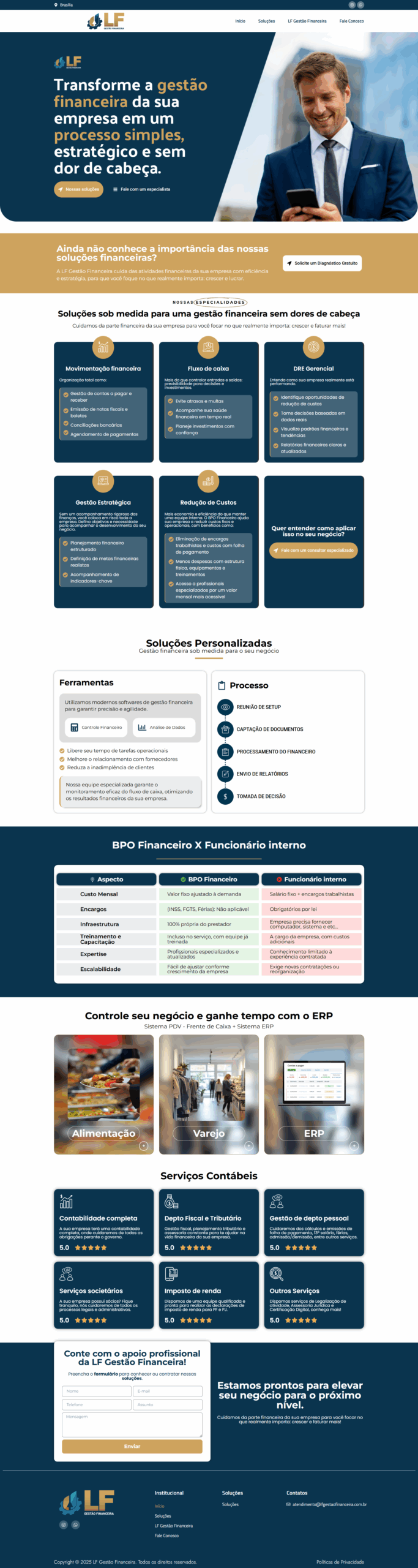 Site profissional de gestão financeira - Transforme a gestão financeira da sua empresa em um processo simples, estratégico e sem dor de cabeça.