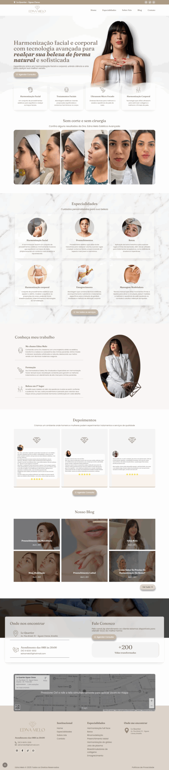 Site profissional estética Dra. Edna Melo, Harmonização facial, botox e afins